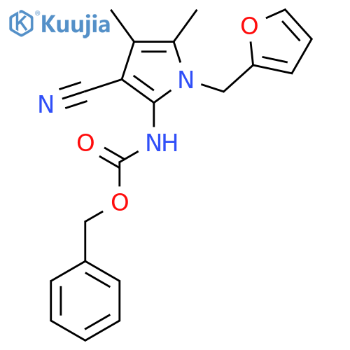 benzyl N-{3-cyano-1-[(furan-2-yl)methyl]-4,5-dimethyl-1H-pyrrol-2-yl}carbamate structure