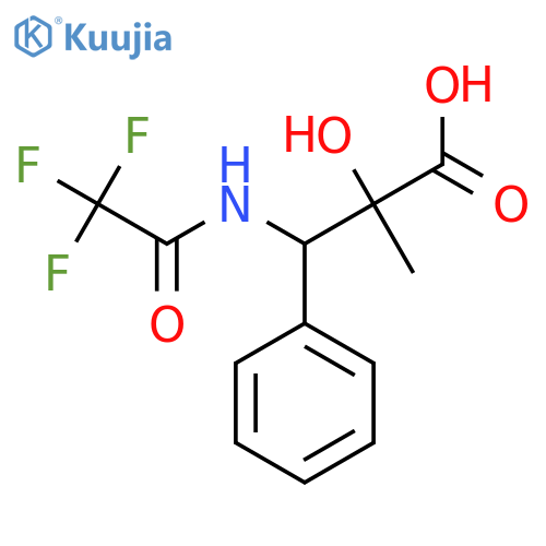 2-Hydroxy-2-methyl-3-phenyl-3-(2,2,2-trifluoroacetamido)propanoic acid structure