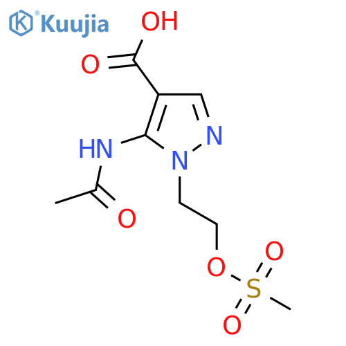 5-acetamido-1-2-(methanesulfonyloxy)ethyl-1H-pyrazole-4-carboxylic acid structure