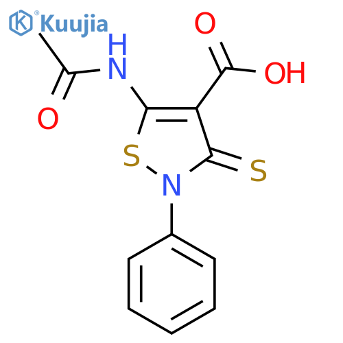 5-Acetamido-2-phenyl-3-sulfanylidene-2,3-dihydro-1,2-thiazole-4-carboxylic acid structure