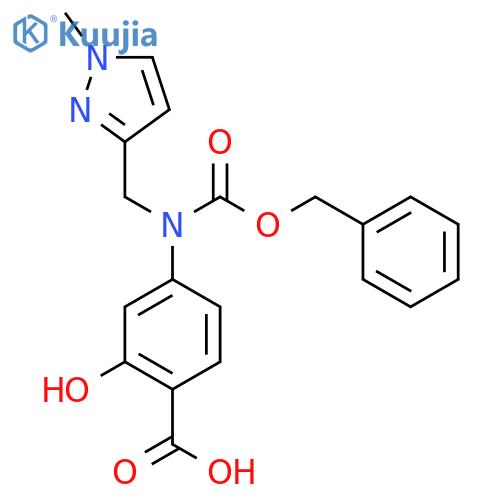 4-{[(benzyloxy)carbonyl][(1-methyl-1H-pyrazol-3-yl)methyl]amino}-2-hydroxybenzoic acid structure