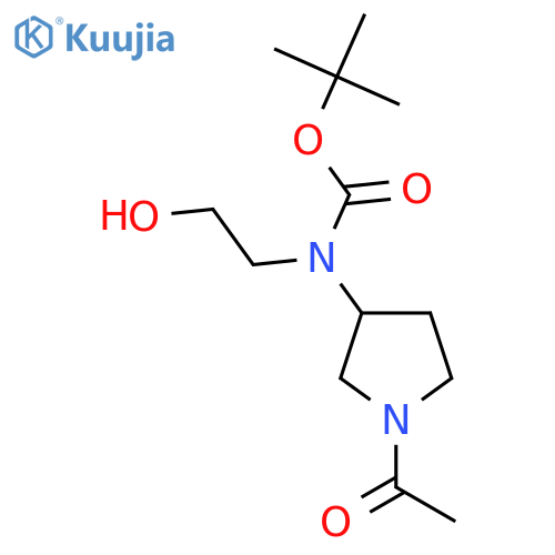 tert-butyl N-(1-acetylpyrrolidin-3-yl)-N-(2-hydroxyethyl)carbamate structure