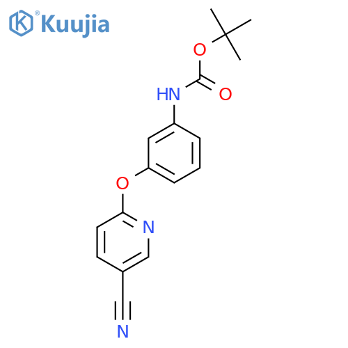 tert-butyl N-{3-(5-cyanopyridin-2-yl)oxyphenyl}carbamate structure