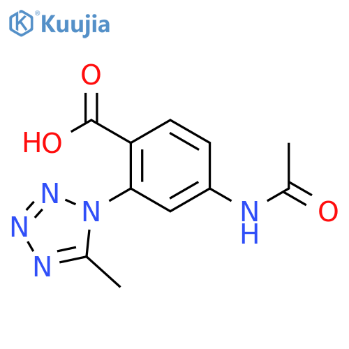 4-acetamido-2-(5-methyl-1H-1,2,3,4-tetrazol-1-yl)benzoic acid structure