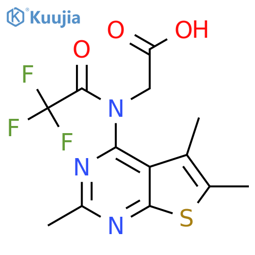 2-(2,2,2-trifluoro-N-{2,5,6-trimethylthieno[2,3-d]pyrimidin-4-yl}acetamido)acetic acid structure