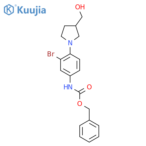 benzyl N-{3-bromo-4-3-(hydroxymethyl)pyrrolidin-1-ylphenyl}carbamate structure