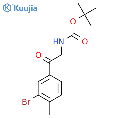 tert-butyl N-2-(3-bromo-4-methylphenyl)-2-oxoethylcarbamate structure