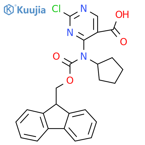 2-chloro-4-cyclopentyl({(9H-fluoren-9-yl)methoxycarbonyl})aminopyrimidine-5-carboxylic acid structure