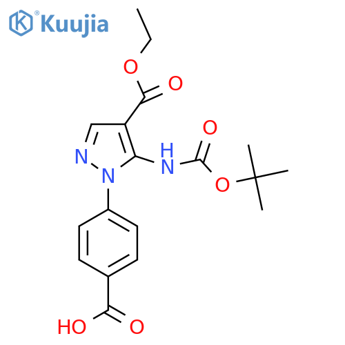 4-(5-{(tert-butoxy)carbonylamino}-4-(ethoxycarbonyl)-1H-pyrazol-1-yl)benzoic acid structure