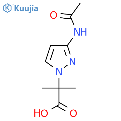 2-(3-acetamido-1H-pyrazol-1-yl)-2-methylpropanoic acid structure