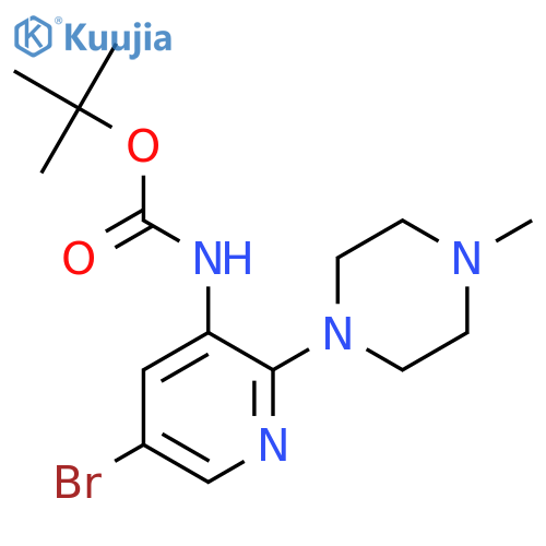 tert-butyl N-5-bromo-2-(4-methylpiperazin-1-yl)pyridin-3-ylcarbamate structure