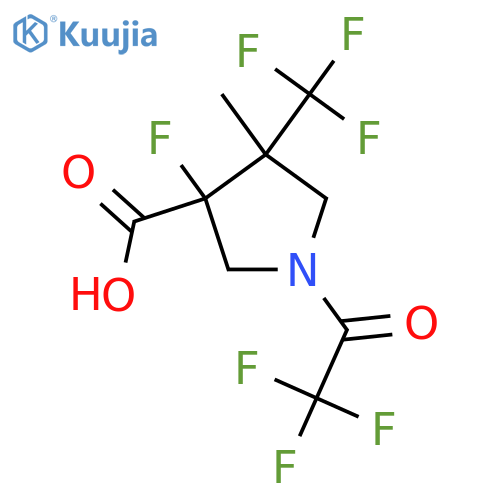 3-Fluoro-4-methyl-1-(2,2,2-trifluoroacetyl)-4-(trifluoromethyl)pyrrolidine-3-carboxylic acid structure