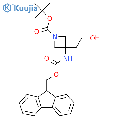 tert-butyl 3-({(9H-fluoren-9-yl)methoxycarbonyl}amino)-3-(2-hydroxyethyl)azetidine-1-carboxylate structure