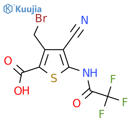 3-(Bromomethyl)-4-cyano-5-(2,2,2-trifluoroacetamido)thiophene-2-carboxylic acid structure