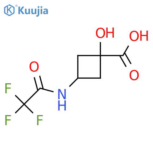 1-Hydroxy-3-(trifluoroacetamido)cyclobutane-1-carboxylic acid structure