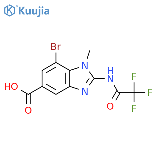 7-bromo-1-methyl-2-(2,2,2-trifluoroacetamido)-1H-1,3-benzodiazole-5-carboxylic acid structure