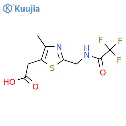 2-{4-methyl-2-(2,2,2-trifluoroacetamido)methyl-1,3-thiazol-5-yl}acetic acid structure