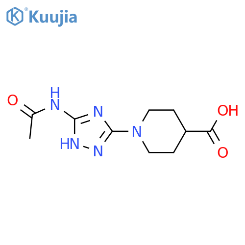 1-(5-acetamido-4H-1,2,4-triazol-3-yl)piperidine-4-carboxylic acid structure