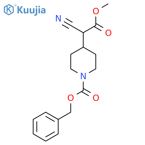 Benzyl 4-(1-cyano-2-methoxy-2-oxoethyl)piperidine-1-carboxylate structure