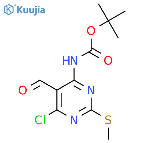 tert-butyl N-[6-chloro-5-formyl-2-(methylsulfanyl)pyrimidin-4-yl]carbamate structure