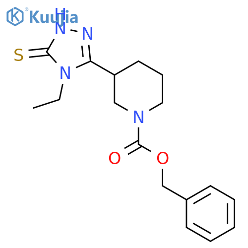 benzyl 3-(4-ethyl-5-sulfanyl-4H-1,2,4-triazol-3-yl)piperidine-1-carboxylate structure