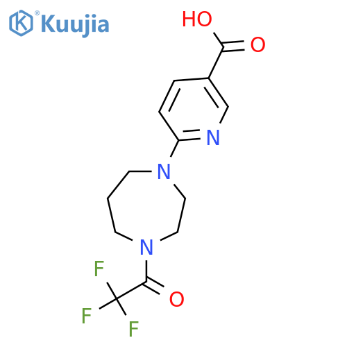 6-[4-(2,2,2-Trifluoroacetyl)-1,4-diazepan-1-yl]pyridine-3-carboxylic acid structure