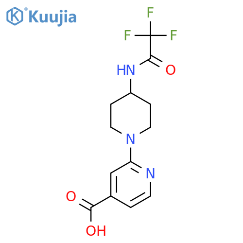 2-4-(2,2,2-trifluoroacetamido)piperidin-1-ylpyridine-4-carboxylic acid structure
