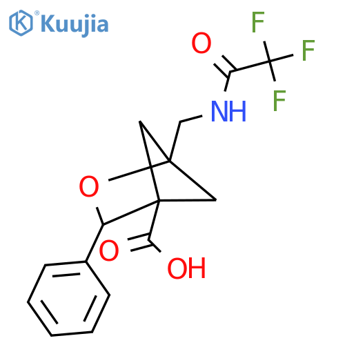 3-phenyl-1-(2,2,2-trifluoroacetamido)methyl-2-oxabicyclo2.1.1hexane-4-carboxylic acid structure