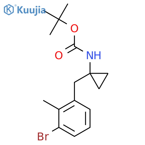 tert-butyl N-{1-(3-bromo-2-methylphenyl)methylcyclopropyl}carbamate structure
