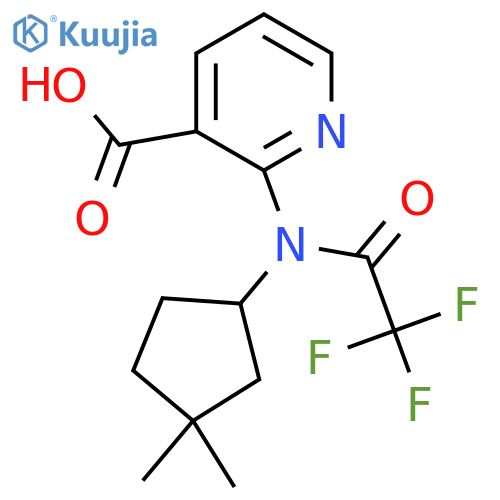 2-N-(3,3-dimethylcyclopentyl)-2,2,2-trifluoroacetamidopyridine-3-carboxylic acid structure