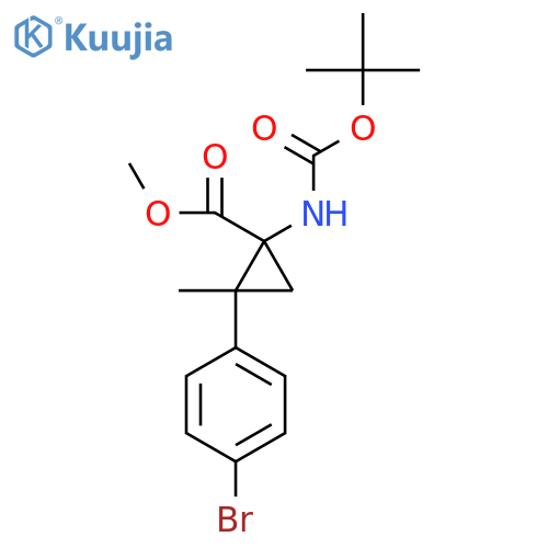 methyl 2-(4-bromophenyl)-1-{(tert-butoxy)carbonylamino}-2-methylcyclopropane-1-carboxylate structure
