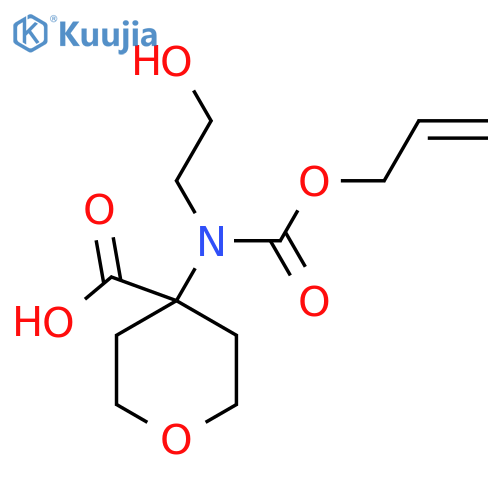4-[(2-Hydroxyethyl)[(prop-2-en-1-yloxy)carbonyl]amino]oxane-4-carboxylic acid structure