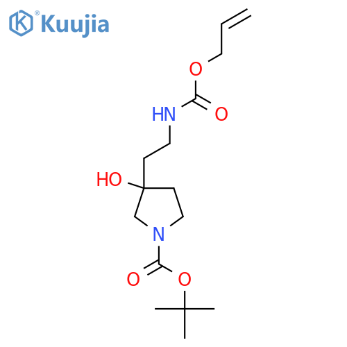 tert-butyl 3-hydroxy-3-(2-{(prop-2-en-1-yloxy)carbonylamino}ethyl)pyrrolidine-1-carboxylate structure