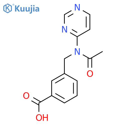 3-{N-(pyrimidin-4-yl)acetamidomethyl}benzoic acid structure