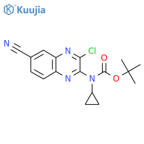 tert-butyl N-(3-chloro-6-cyanoquinoxalin-2-yl)-N-cyclopropylcarbamate structure