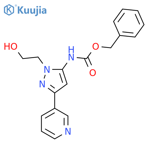 benzyl N-1-(2-hydroxyethyl)-3-(pyridin-3-yl)-1H-pyrazol-5-ylcarbamate structure