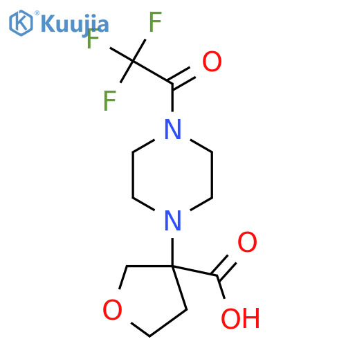 3-4-(2,2,2-trifluoroacetyl)piperazin-1-yloxolane-3-carboxylic acid structure