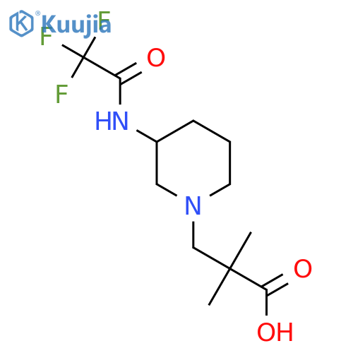 2,2-dimethyl-3-3-(2,2,2-trifluoroacetamido)piperidin-1-ylpropanoic acid structure