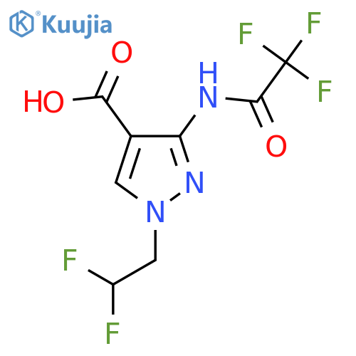 1-(2,2-difluoroethyl)-3-(2,2,2-trifluoroacetamido)-1H-pyrazole-4-carboxylic acid structure