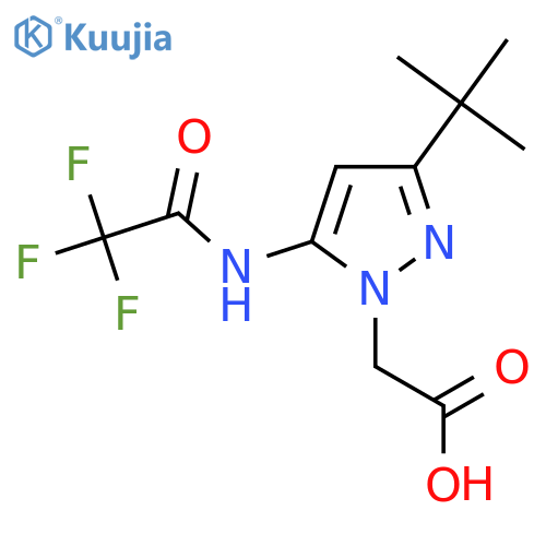 2-3-tert-butyl-5-(2,2,2-trifluoroacetamido)-1H-pyrazol-1-ylacetic acid structure