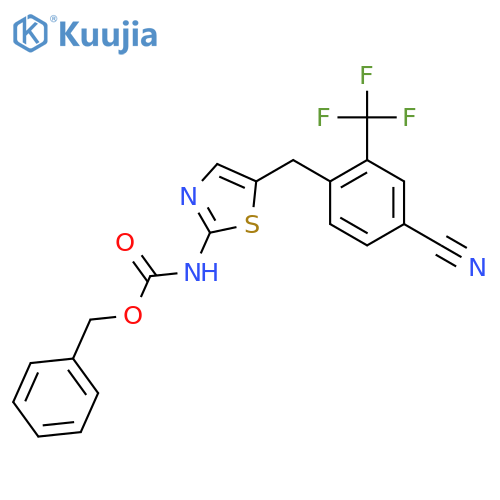 benzyl N-(5-{4-cyano-2-(trifluoromethyl)phenylmethyl}-1,3-thiazol-2-yl)carbamate structure