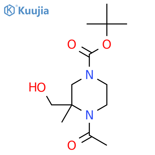 Tert-butyl 4-acetyl-3-(hydroxymethyl)-3-methylpiperazine-1-carboxylate structure