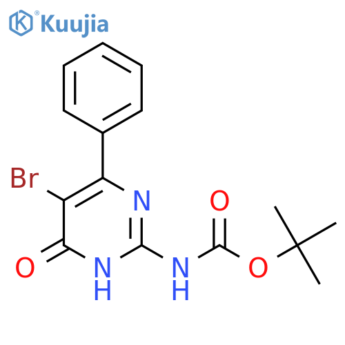 tert-butyl N-(5-bromo-6-oxo-4-phenyl-1,6-dihydropyrimidin-2-yl)carbamate structure