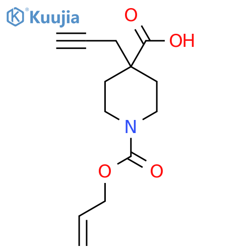 1-(prop-2-en-1-yloxy)carbonyl-4-(prop-2-yn-1-yl)piperidine-4-carboxylic acid structure