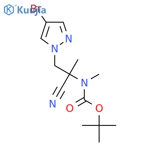 tert-butyl N-{1-(4-bromo-1H-pyrazol-1-yl)methyl-1-cyanoethyl}-N-methylcarbamate structure