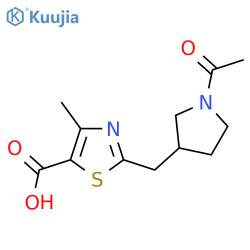 2-(1-acetylpyrrolidin-3-yl)methyl-4-methyl-1,3-thiazole-5-carboxylic acid structure