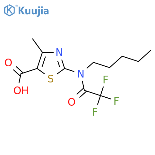 4-methyl-2-(2,2,2-trifluoro-N-pentylacetamido)-1,3-thiazole-5-carboxylic acid structure