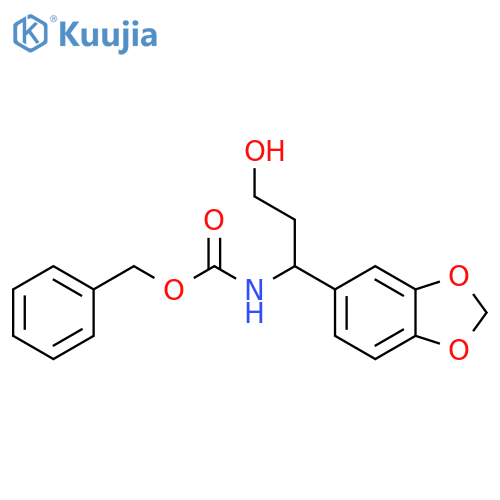 benzyl N-1-(1,3-dioxaindan-5-yl)-3-hydroxypropylcarbamate structure