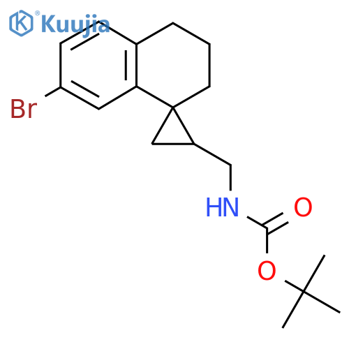 tert-butyl N-({7'-bromo-3',4'-dihydro-2'H-spirocyclopropane-1,1'-naphthalen-3-yl}methyl)carbamate structure