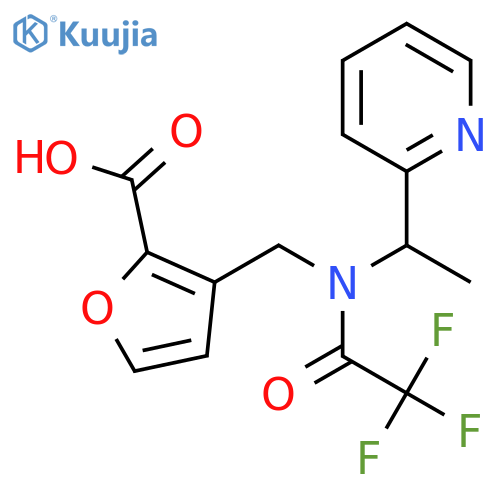 3-({2,2,2-trifluoro-N-1-(pyridin-2-yl)ethylacetamido}methyl)furan-2-carboxylic acid structure